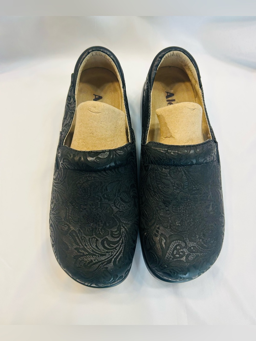 Alegria “Keli” Professional Black Embossed Slip-On Loafers
